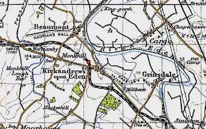 Old map of Kirkandrews-on-Eden in 1947