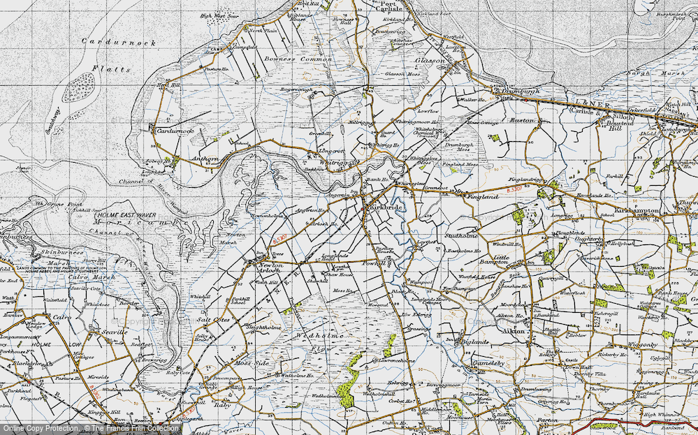 Old Map of Historic Map covering Angerton Ho in 1947