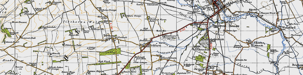 Old map of Kirkburn in 1947