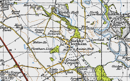 Old map of Kirkby Fleetham in 1947