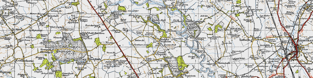 Old map of Kirkby Fleetham in 1947