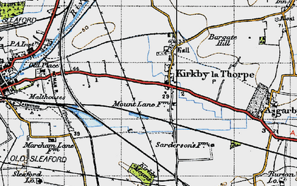 Old map of Kirkby la Thorpe in 1946