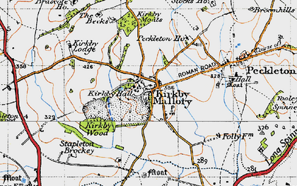 Old map of Mallory Park in 1946