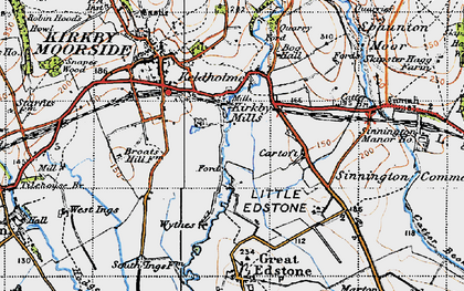 Old map of Kirkby Mills in 1947