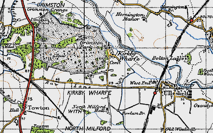 Old map of Kirkby Wharfe in 1947