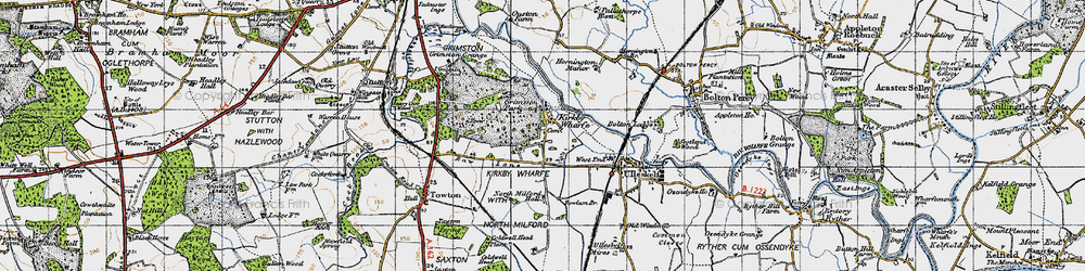 Old map of Kirkby Wharfe in 1947