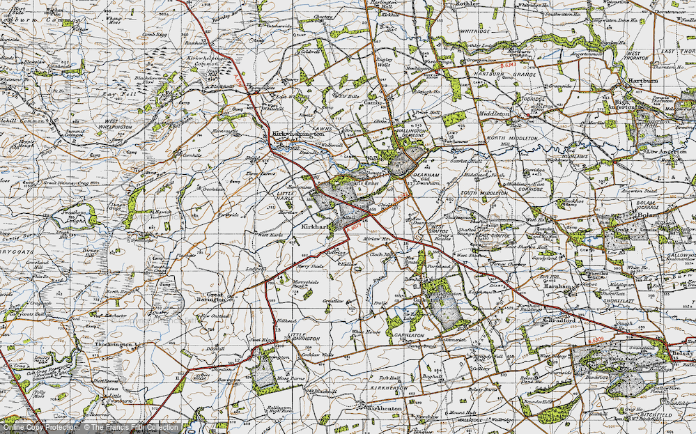 Old Map of Kirkharle, 1947 in 1947
