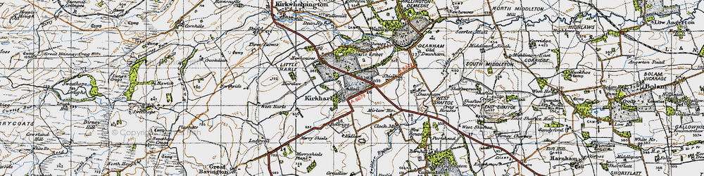 Old map of Kirkharle in 1947