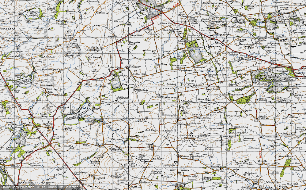 Old Map of Historic Map covering Blackhill in 1947
