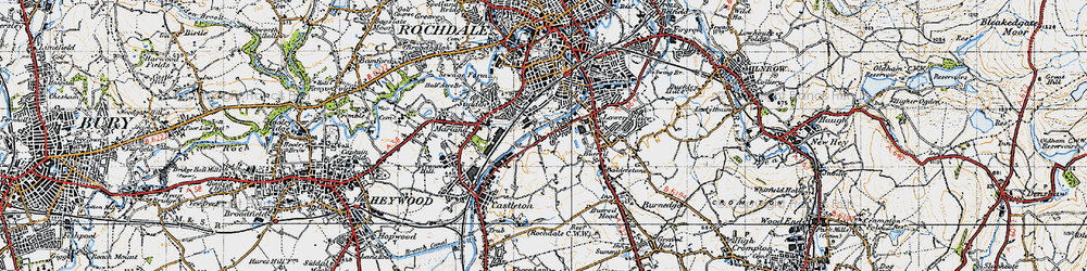 Old map of Kirkholt in 1947