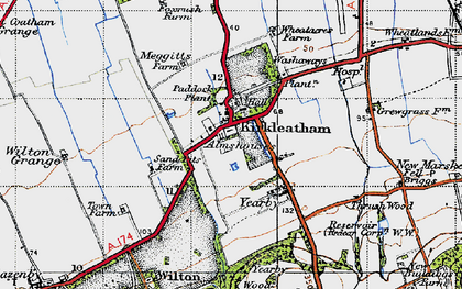 Old map of Yearby Wood in 1947