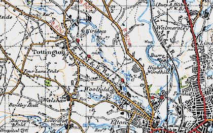 Old map of Burrs Country Park in 1947