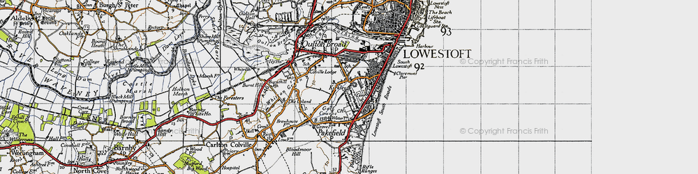 Old map of Kirkley in 1946