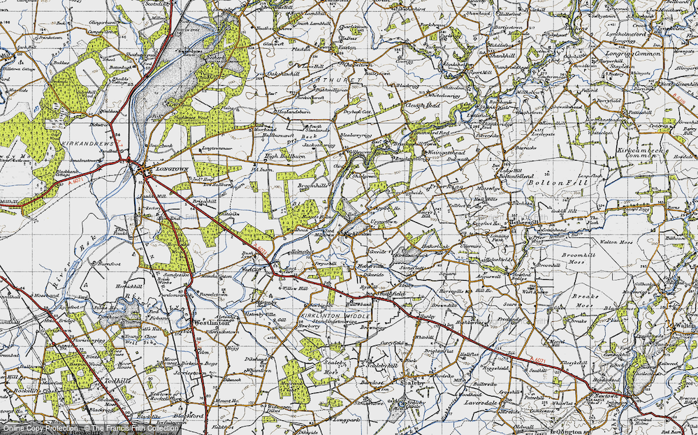 Old Map of Historic Map covering Woodhead in 1947