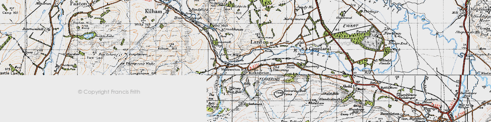 Old map of Kirknewton in 1947