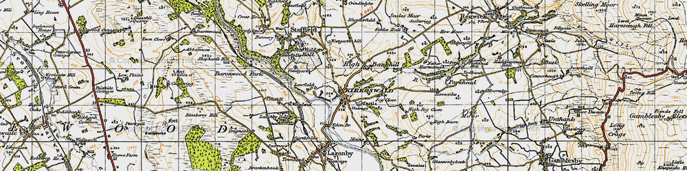 Old map of Kirkoswald in 1947