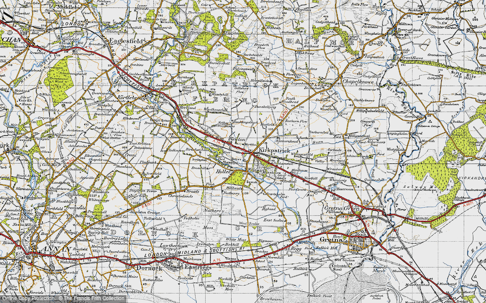 Old Map of Historic Map covering Gillshaw Flow in 1947