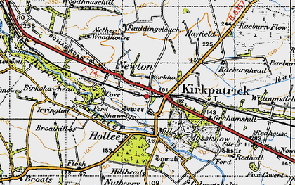 Old map of Kirkpatrick-Fleming in 1947