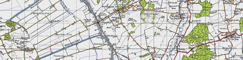 Old map of Kirkstead in 1946