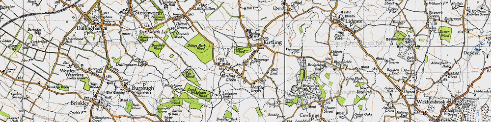 Old map of Kirtling in 1946