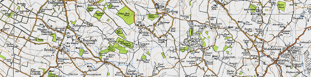 Old map of Kirtling Green in 1946
