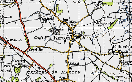Old map of Kirton in 1946
