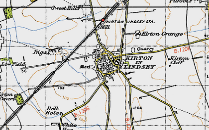 Old map of Kirton in Lindsey in 1947