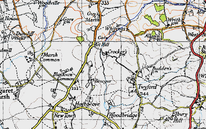 Old map of Kit Hill in 1945
