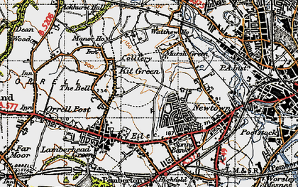 Old map of Kitt Green in 1947