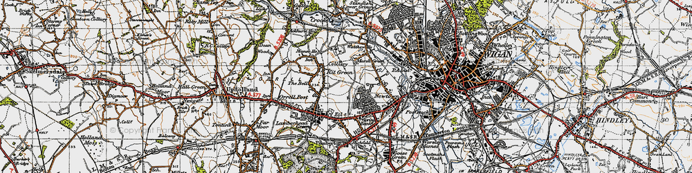 Old map of Kitt Green in 1947