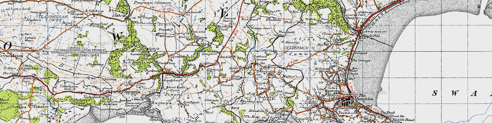Old map of Kittle in 1947