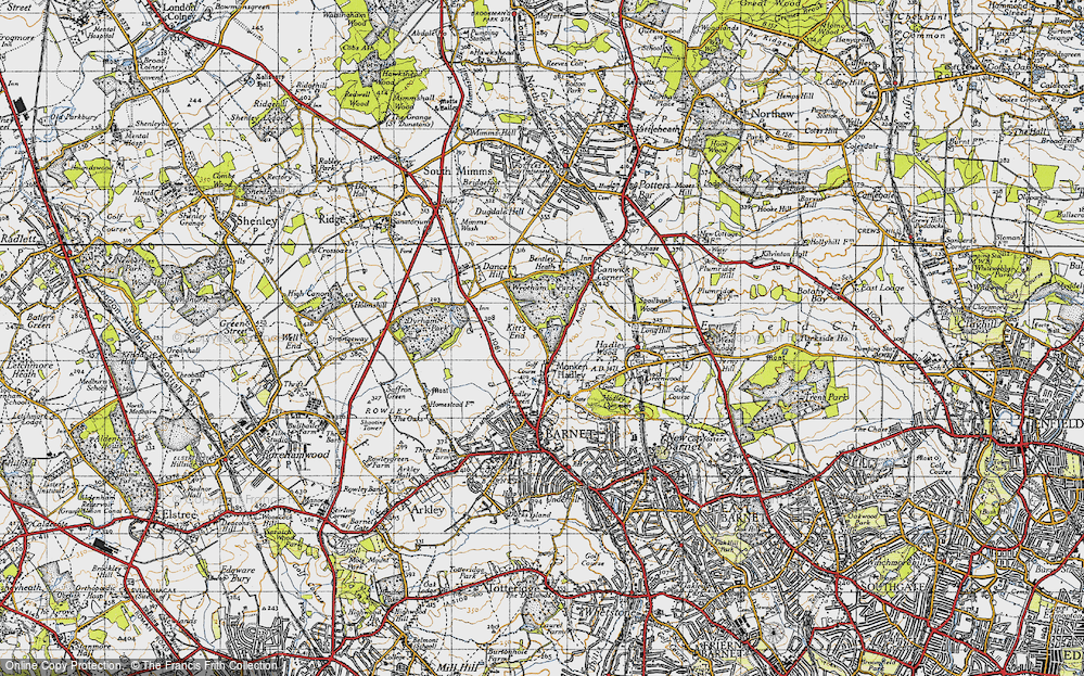 Old Map of Kitts End, 1946 in 1946