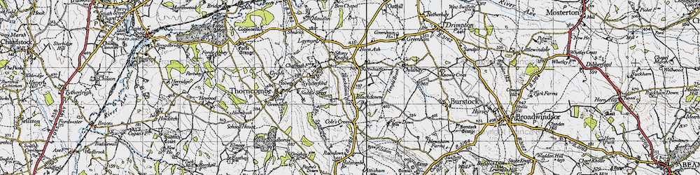 Old map of Blackdown Hill in 1945