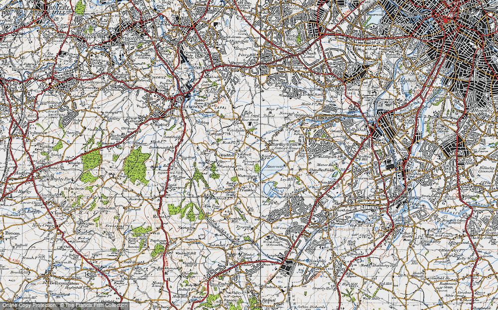 Old Map of Historic Map covering Bromwich Wood in 1947