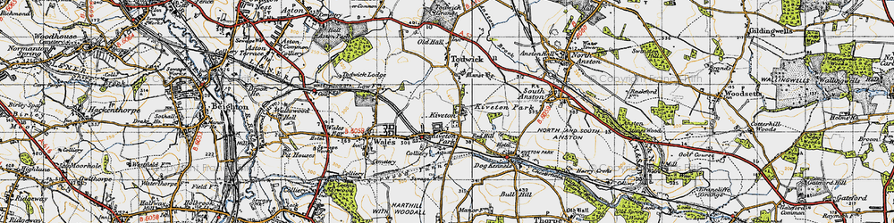 Old map of Kiveton Park in 1947