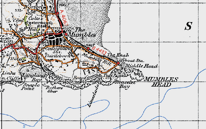 Old map of Limeslade Bay in 1947