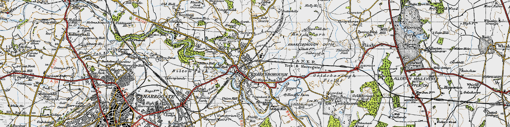 Old map of Knaresborough in 1947