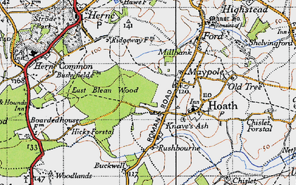 Old map of Knave's Ash in 1947