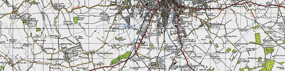 Old map of Knavesmire in 1947