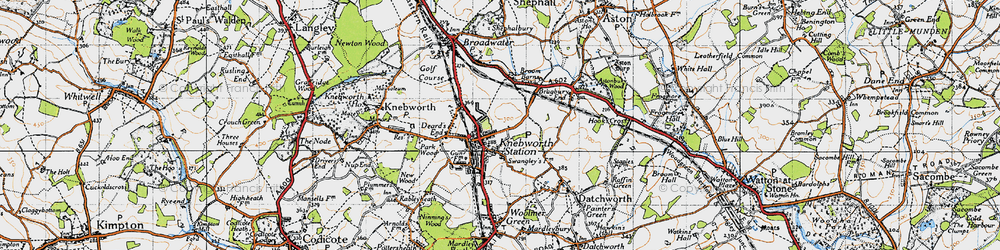 Old map of Knebworth in 1946