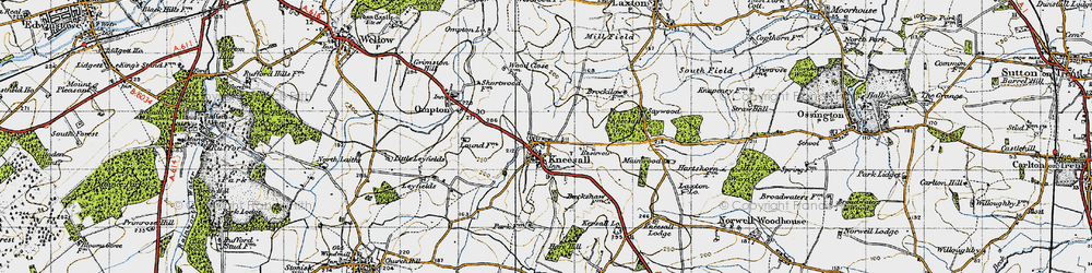 Old map of Kneesall in 1947