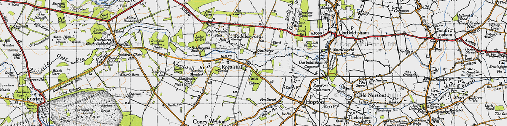 Old map of Knettishall in 1946