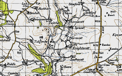 Old map of Knightacott in 1946