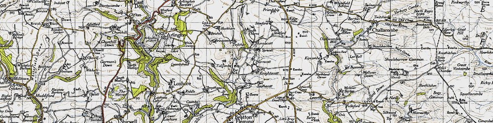 Old map of Leworthy Cross in 1946