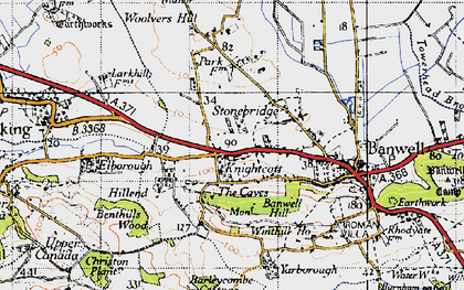 Old map of Knightcott in 1946