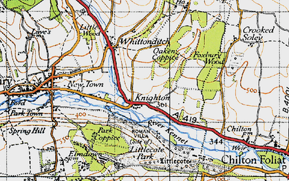 Old map of Knighton in 1940