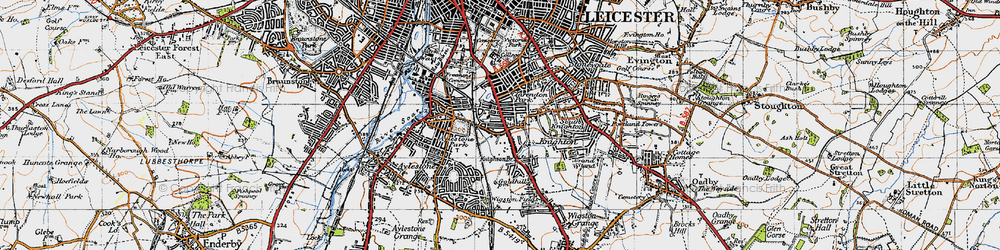 Old map of Knighton Fields in 1946