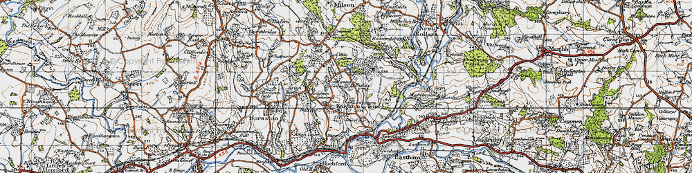 Old map of Knighton on Teme in 1947