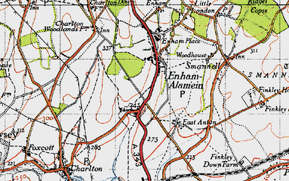 Old map of Knights Enham in 1945