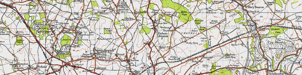 Old map of Knights Enham in 1945